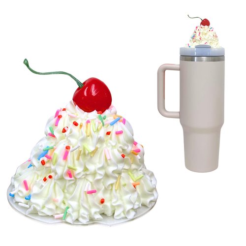 Whipped Stanley Topper, Ice Cream Charms for Stanley Cups Accessories with Silicone Straw Cover Cap for Tumblers,Compatible with Stanley Cup Lid Accessories Charms (40 OZ)