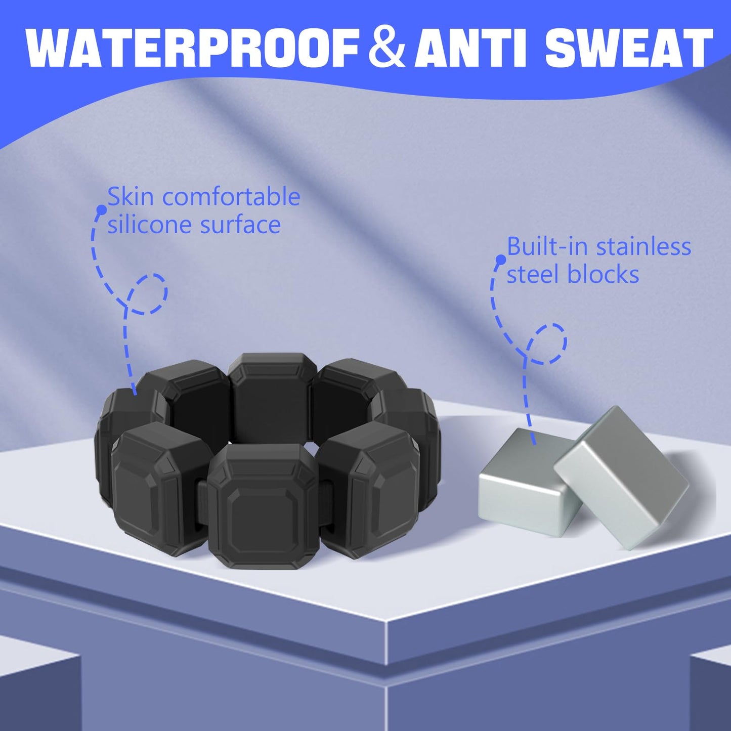 Silicone Weight Bearing Bracelets, 0.33lb x 1 Pair for Women and Kids, lightweight Wrist＆Ankle Weights with Elastic String, Portable Mini Excercise Wrist Weights for Walking,Running,Yoga,Dance,Gymnastics and Aerobics - Black