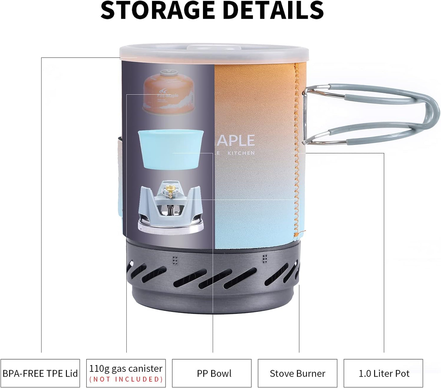 Fire-Maple "Fixed Star 1" Backpacking and Camping Stove System | Outdoor Propane Cooking Gear | Portable Pot/Jet Burner Set | Ideal for Hiking, Trekking, Fishing, Hunting Trips and Emergency Use