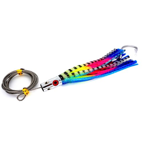 Trolling Tuna Lures Fishing Saltwater Lures Set of 5 Colors 6.5 Inch with Fully Rigged Teasers Squid,Bullet Head Offshore Jet Head Metal for Dolphin Wahoo