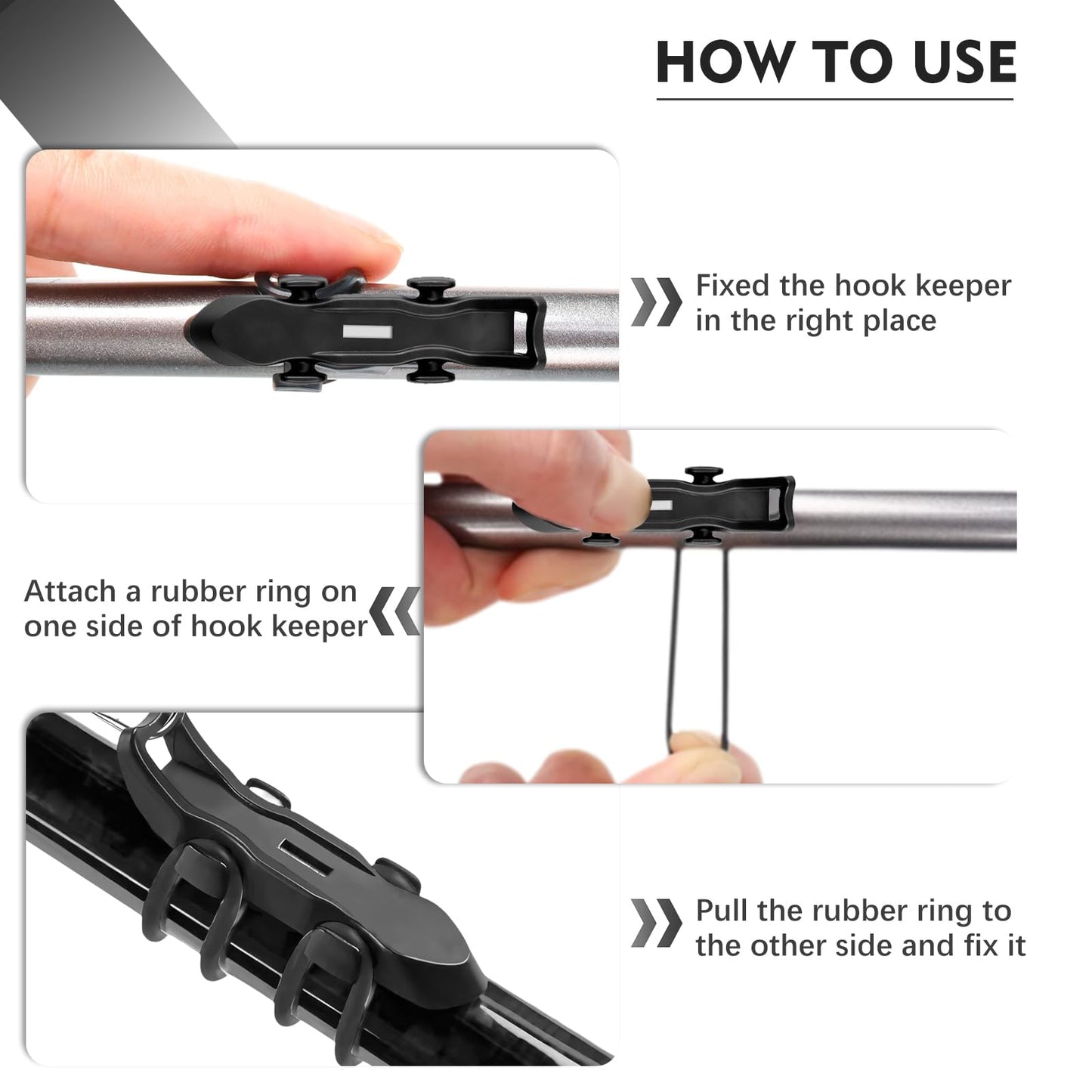 Hook Keeper for Fishing Rod, [4Pcs] Magnetic Fishing Hook Keeper, HK2F Fishing Bait Holder with 2 Sizes Rubber Rings, Fishing Hook Holder Quick Installation