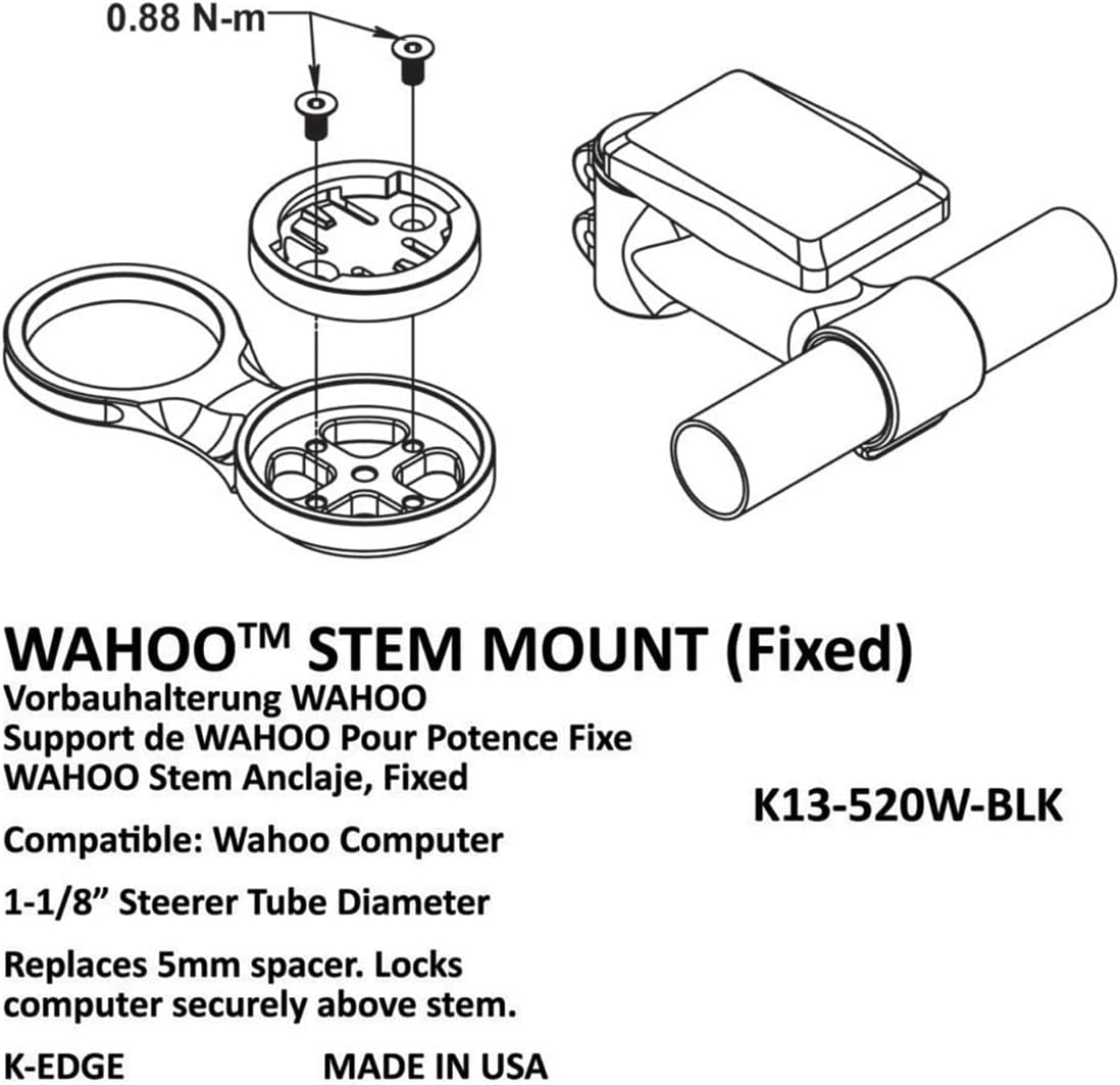 Garmin Stem Bicycle Computer Mount by K-Edge - Durable Black Design