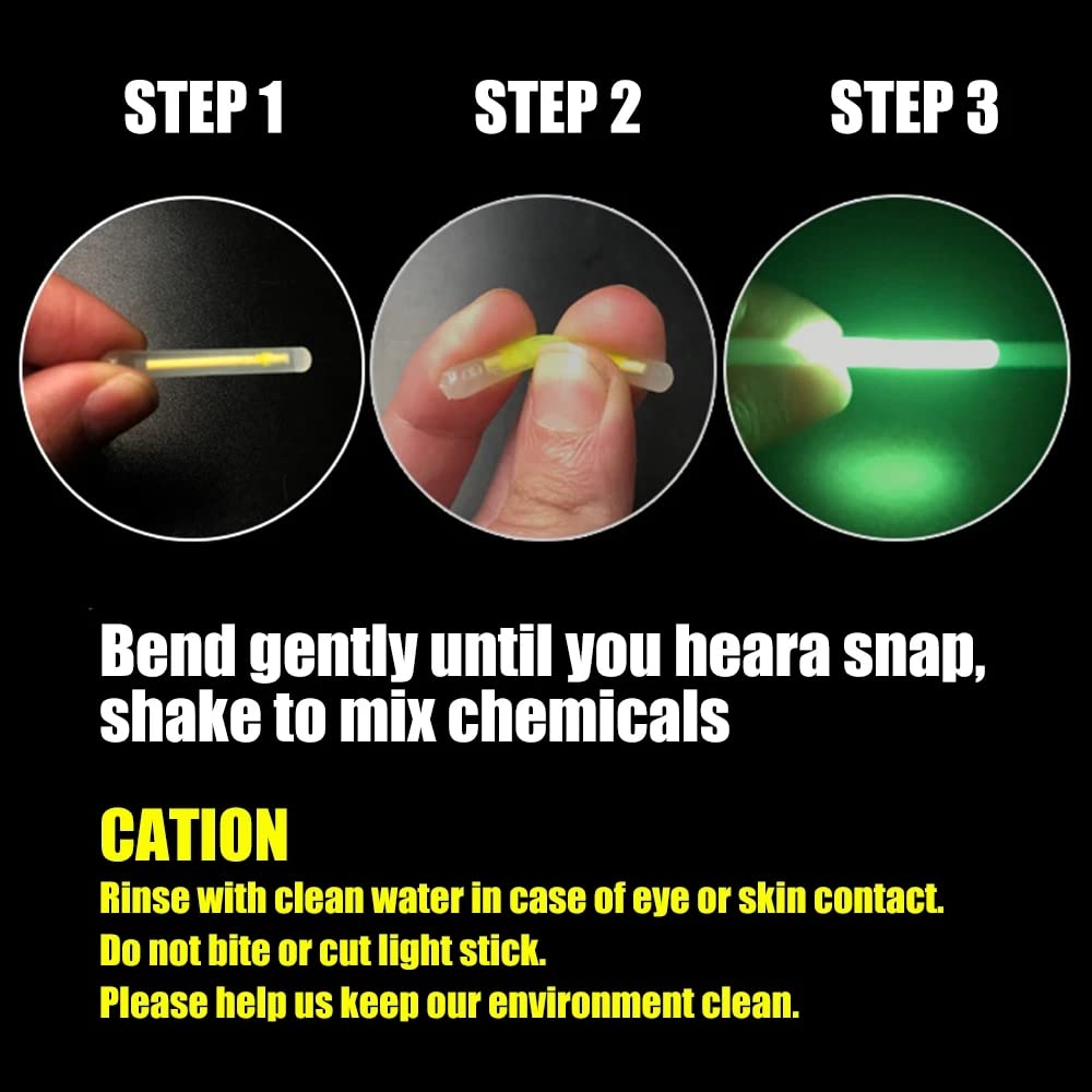 Glow Fever 100PCS (10 Packs) 4.5mm Fluorescent Fishing Glow Sticks, 100ft Visibility, 12H Ultra-Bright Glow, Waterproof & Non-Toxic for Bobbers, Rod Tips, Night Fishing (Green)