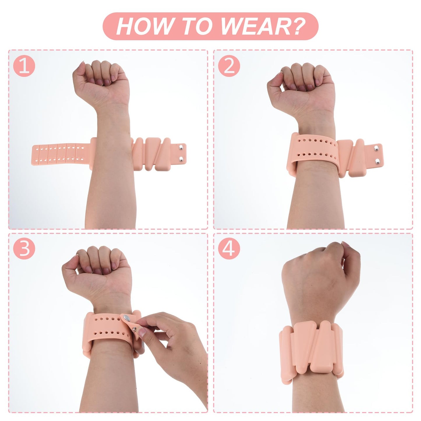 PATIKIL Adjustable Wrist Weights Set of 2, 2Lbs Total (1lb Each) Silicone Ankle Walking Weights for Women Men Bracelets for Training Yoga Jogging Aerobics, Light Pink