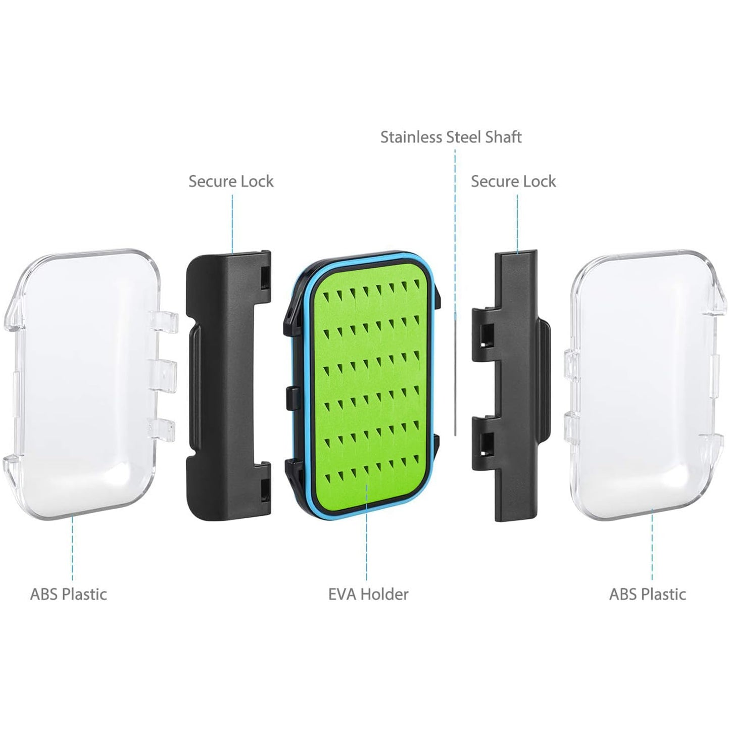 Gonex Fly Boxes for Fly Fishing Jig Boxes Two-Sided Waterproof Lightweight Fly Fishing Box Easy Grip Transparent Lid Fly Fishing Lures Box, 4.1"x 3.0"x 1.2", Green