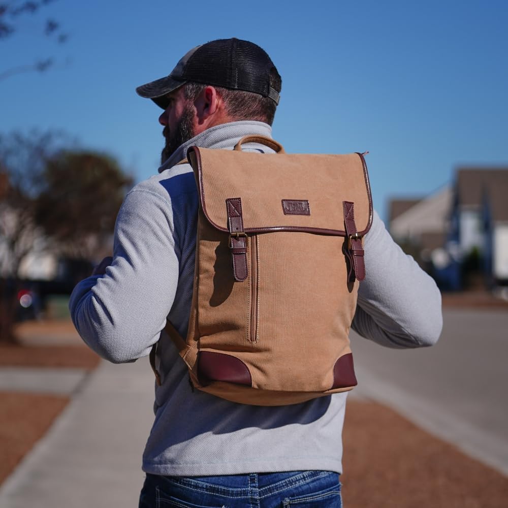 JESSIE & JAMES Vintage Canvas Travel Backpack for Women Men 16 inches Laptop Backpack GREY