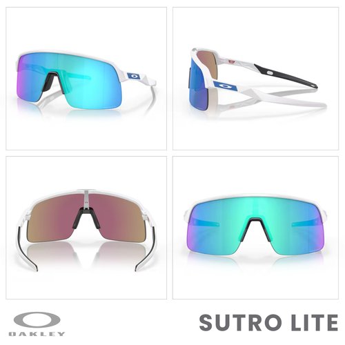 OAKLEY Sutro Lite OO9463 946319 39MM Matte White/Prizm Sapphire Shield Sunglasses for Men for Women+ Bundle Accessory Leash Kit, Microfiber Pouch