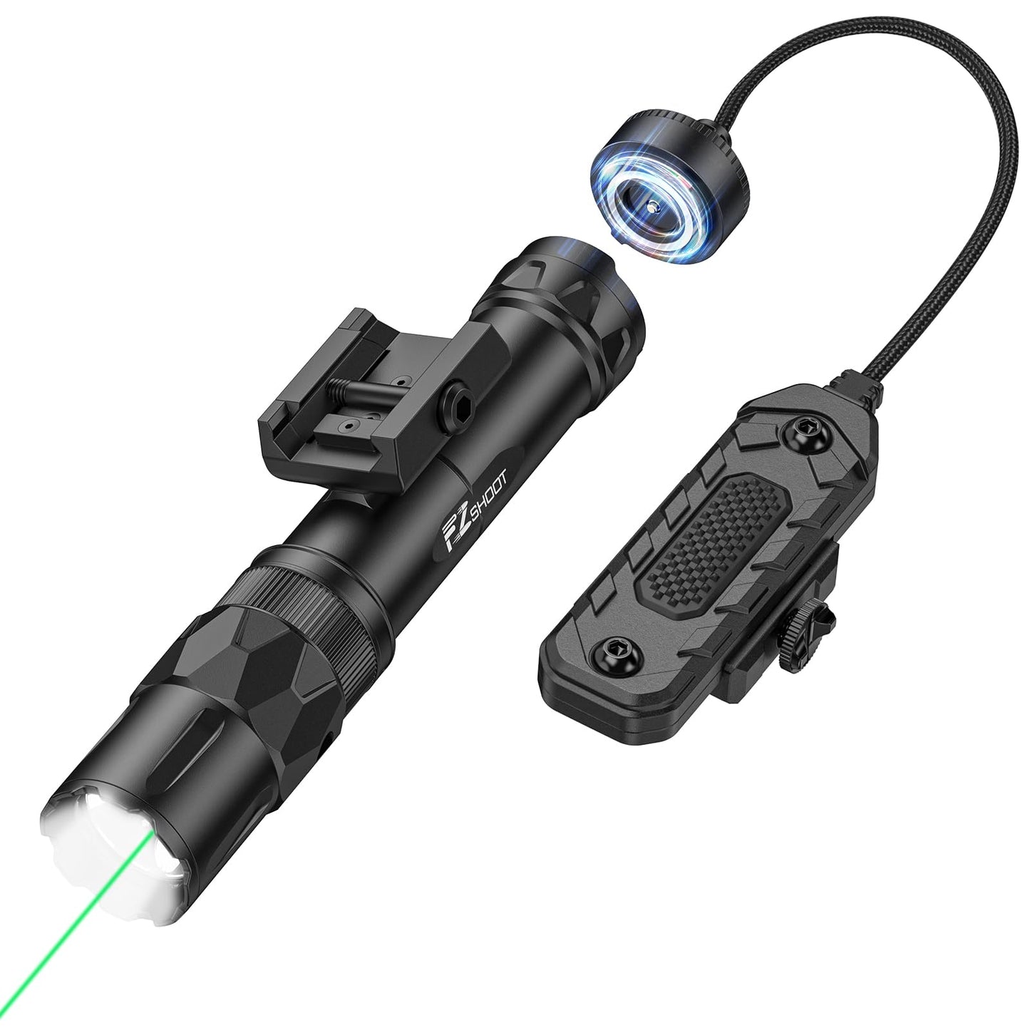 EZshoot 2500 Lumens Tactical Laser Light Combo for Rifle Compatible with Picatinny with Magnetic Remote Switch, Ar Light Laser Combo with Strobe Mode, Tactical Flashlight for Home Defense, Hunting