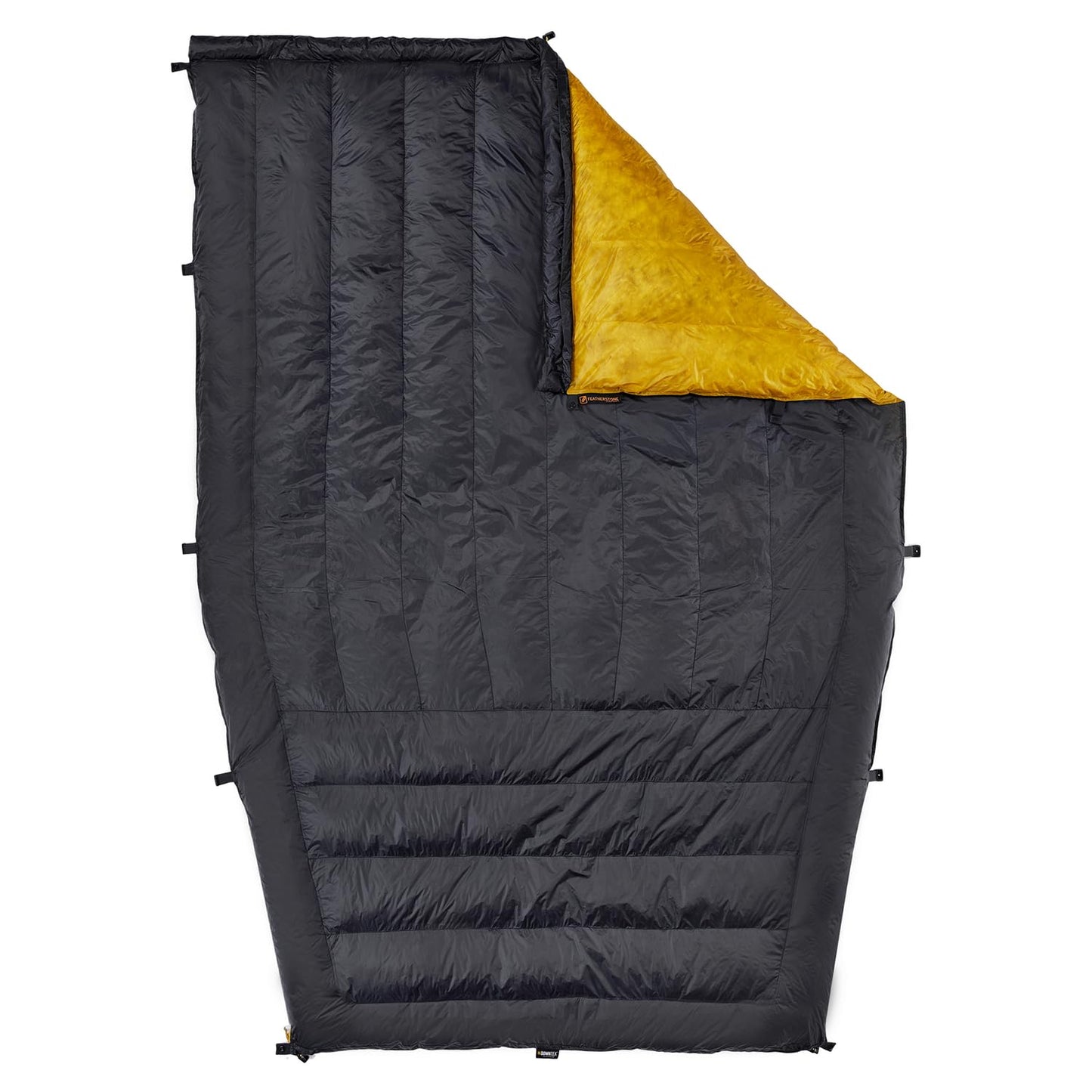 Featherstone Moondance 25 850 Fill Power Down Top Quilt Mummy Sleeping Bag Alternative for Ultralight Backpacking Camping and Thru-Hiking Color: Grey/Marigold Size: Regular/Regular