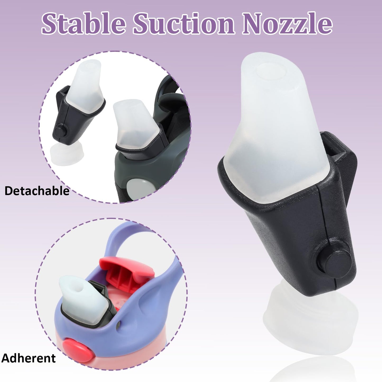 FWUNYVN 2Pcs Replacement Spout Parts for Contigo Aubrey Kids Water Bottle, Toddler Cups Lid Accessories for Contigo, Replacement Nozzles for Kids Cups with Straws and Lids，Black(Bottle not Include)