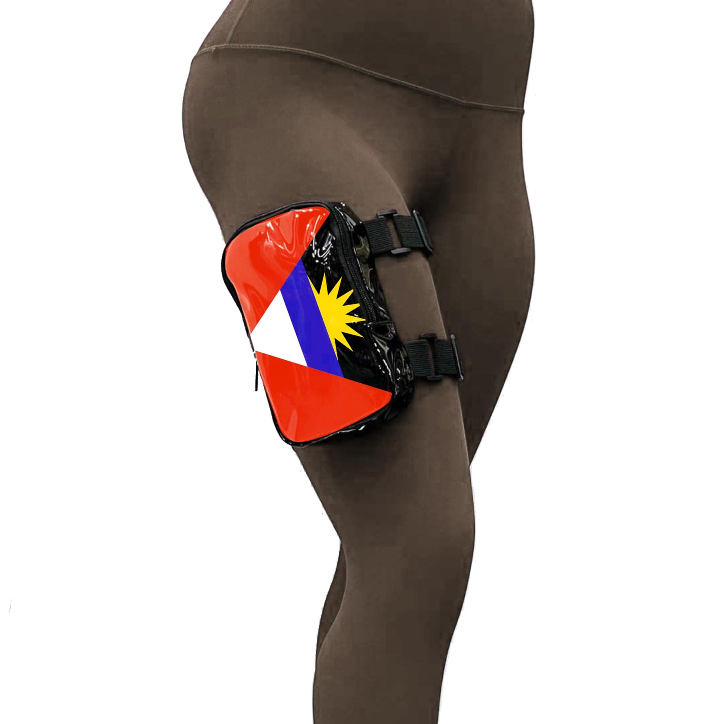 Antigua Flag Thigh Bag | Leg Harness for Women | Outdoor Waist Pouch | Carnival Hiking Travel Fanny Pack with Adjustable Straps | Antigua Barbuda