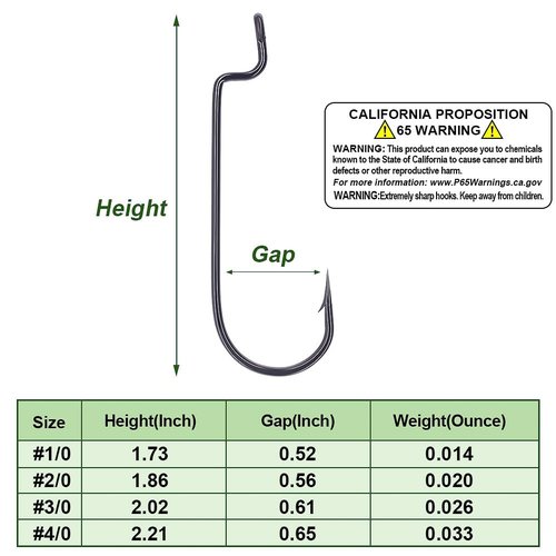 Offset-Worm-Hooks-for-Bass-Fishing-Round Bend Plastic Worms Texas Rig Hook Black Red 1/0 2/0 3/0 4/0