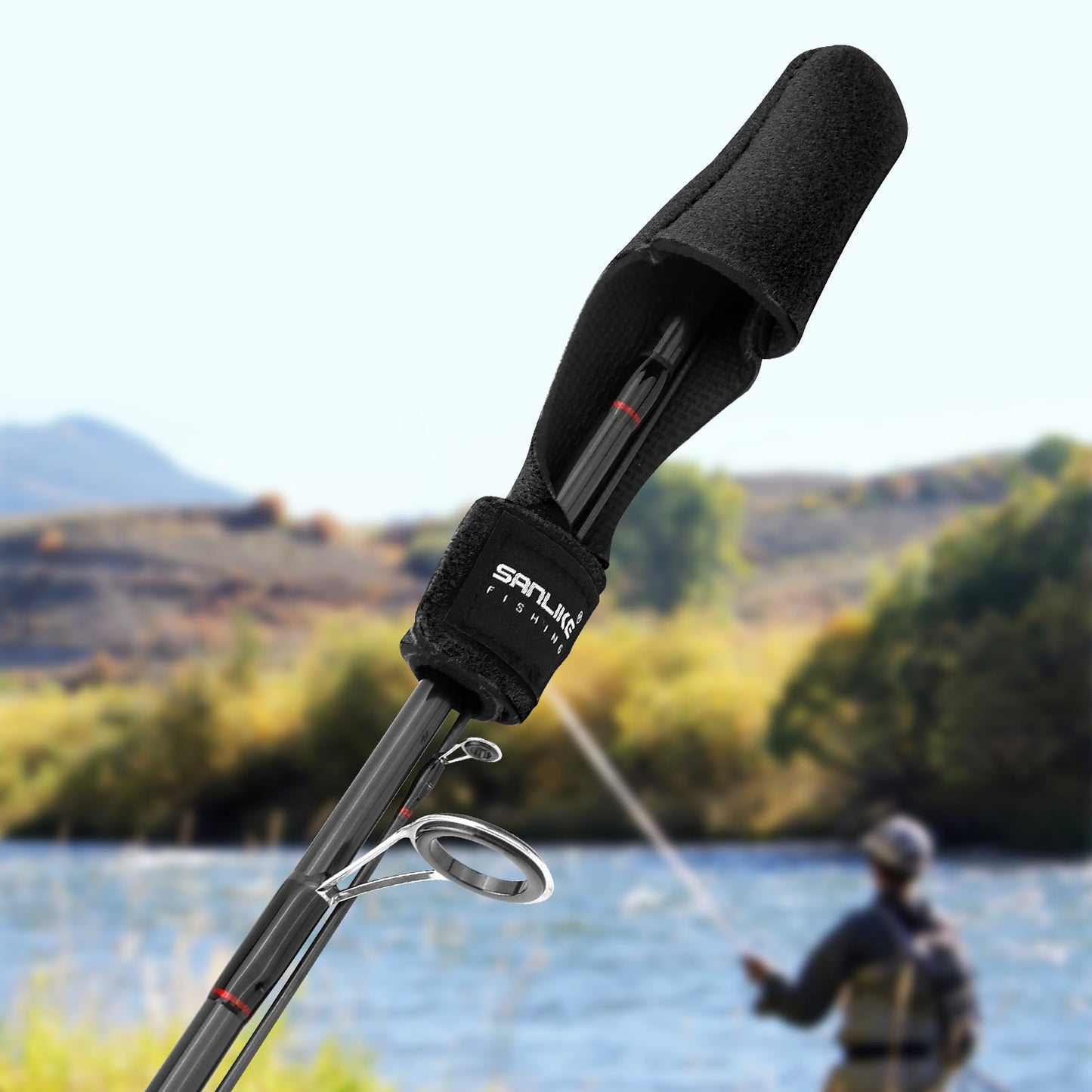 9 Pcs Fishing Rod Tip Covers Set Fishing Rod Wrap Strap Rubber Fishing Rod Fixed Ball Expandable Neoprene Fishing Pole Sleeve Cover Stretchy Fishing Straps Tackle Ties 5Hole Fishing Rod Bundler Holder