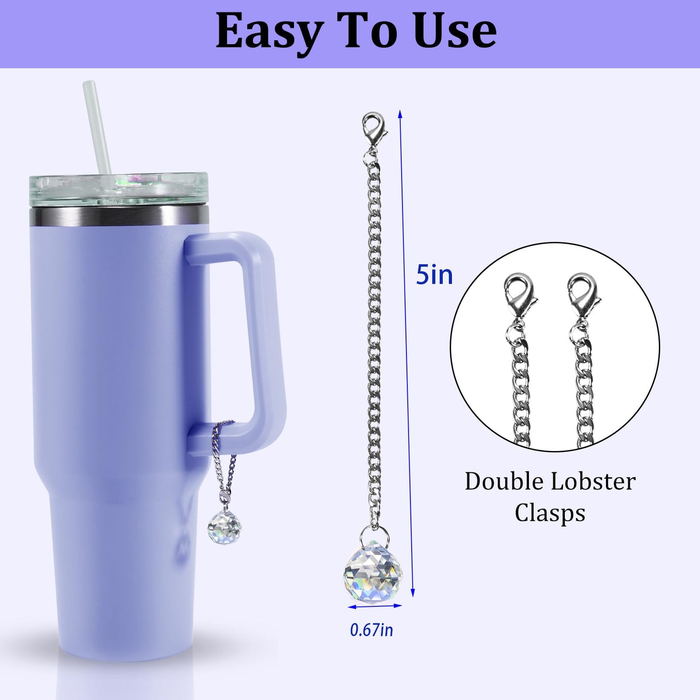 AMZXHCQ Stanley Cup Charms, Cup Pendant Decoration, for Personalized Stanley Cup Handle Charm, Crystal Ball Shape 2PCS.