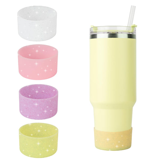 4 PCS for Stanley Boot, Silicone Bottom for Stanley Cup, Reduces Noise Scratches Water Bottle Bottom Sleeve for Stanley Cup Accessories (Glitter Colorful)