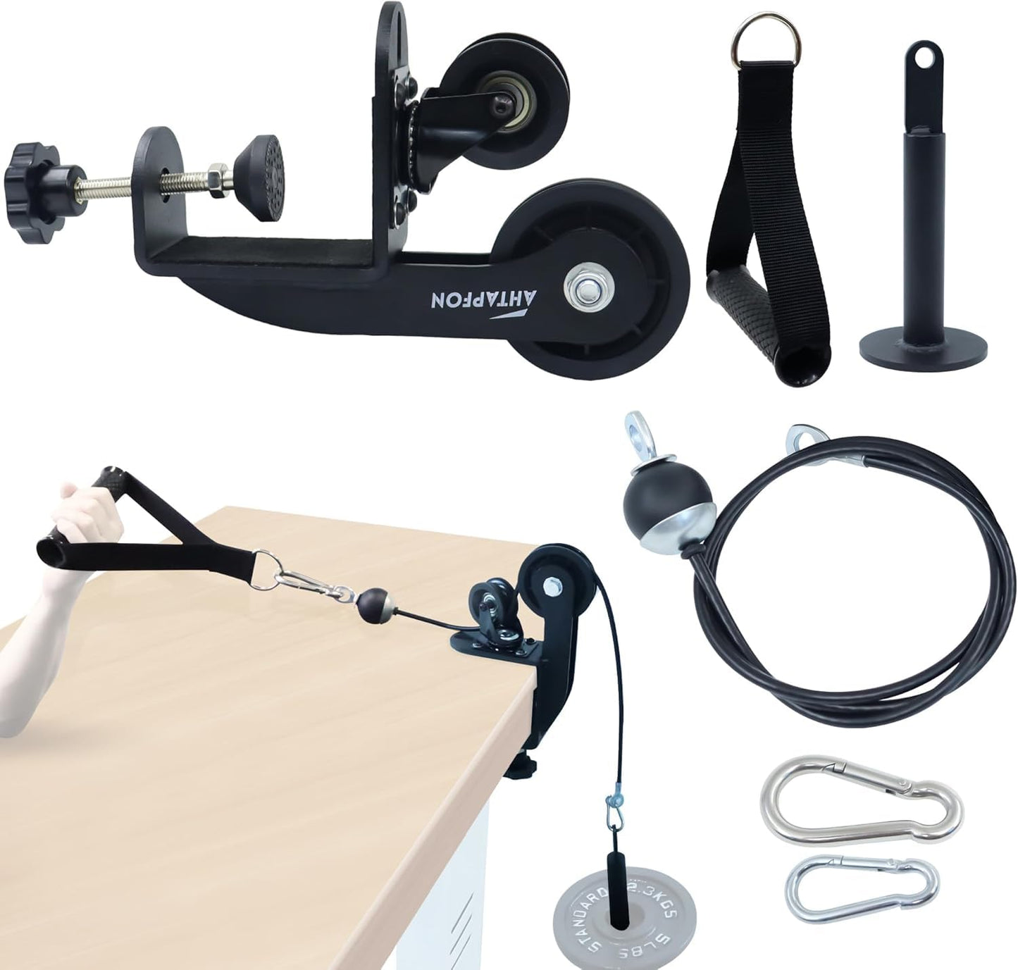 AHTAPFON Arm Wrestling Training Equipment, Arm Wrestling Training Table Pulley Cable System, Fitness Wrist & Forearm Strengtheners for Adults Professional and Biceps Training