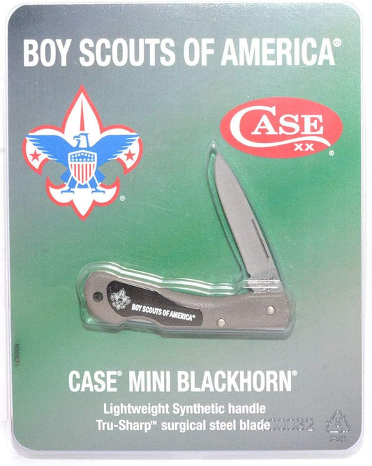 Case WR XX Pocket Knife Boy Scout Mini Blackhorn Item #8033 - (Lt1059L SS) - Length Closed: 3 1/8 Inches