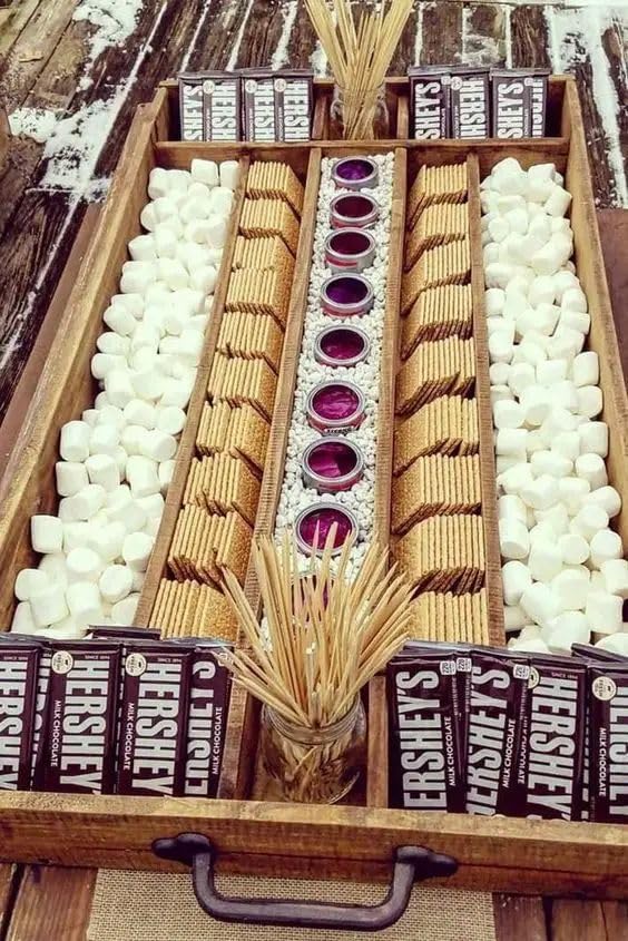 114 Piece Christmas S'mores Kit with Fire Starters - Makes Up To 24 S'mores - Includes 30" Roasting Sticks, Chocolate, Graham Crackers, and Marshmallows