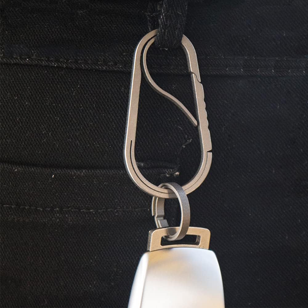 TiTo Titanium Quick Release Carabiner Lightweight Keychain with Bottle Opener Key Clip for Sport Outdoor Hiking and Camping