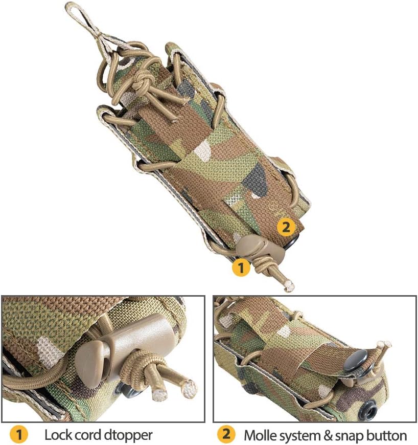 EXCELLENT ELITE SPANKER Open Top Single Pistol Mag Pouch Flashlight Holder Magazine for Glock19 M1911 Magazines (Multicam)