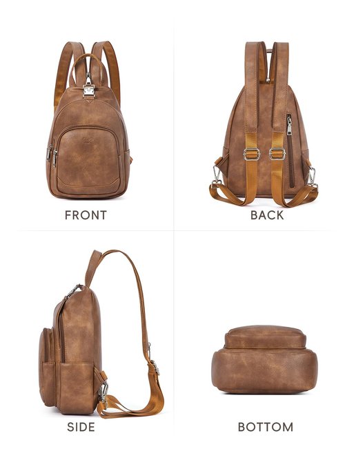 CLUCI Leather Sling Backpack for Women - Small Convertible Crossbody Bag for Travel
