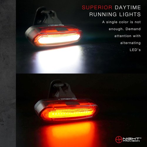 DUO-120 Red & White LED USB-C Rechargeable Bike Light Set Strobe Flashing Front or Rear Safety Warning Road Bike, Mountain Bike, BMX (2 Pack)
