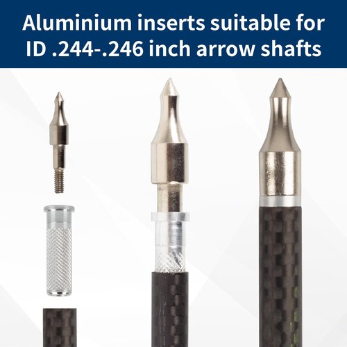 SPG Aluminum .244 Arrow Inserts for Carbon Arrows, 6.2mm Arrow Inserts for Srew-in 100 Grain Field Points Arrow Tips Archery Bow Hunting Accessories (24 Packs Insert)
