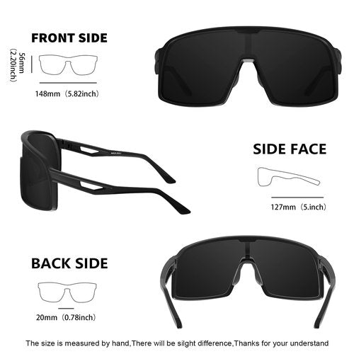 MAXJULI Polarized Cycling Sunglasses for Men Women, Windproof Outdoor Sports Running UV400 Protection Sun Glasses (Gray Lens)
