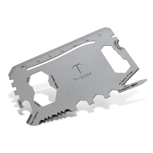 TI GEEK 17 IN 1 Titanium Credit Card Multitool EDC Pocket Tool, Survival Tool Gadgets Wallet Multitool Card for Quick Repairs Stocking Stuffers Gifts for Men Fathers
