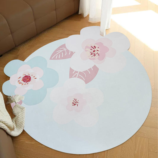 ABREEZE Irregular Large Flower Meditation Mat Non Slip Round Pilates Yoga Mat Natural Rubber with Sueded Surface Exercise Mat