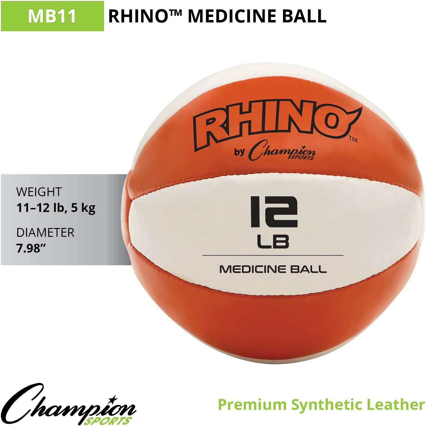 Champion Sports Exercise Medicine Balls, Leather with No-Slip Grip - Weighted Med Ball Set for Weight Training, Stability, Plyometrics, Cross Training, Core Strength - Multiple Styles