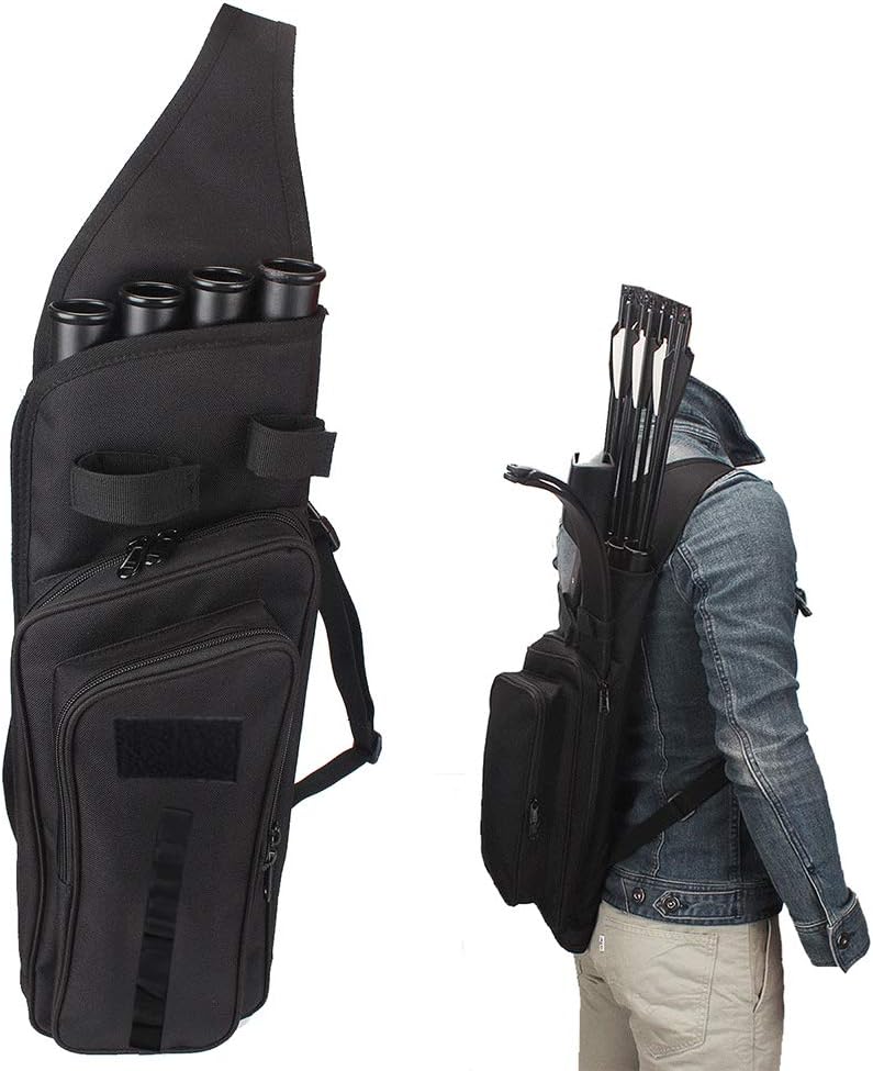 XTACER Multi-Function 4-Tubes Back Field Quiver Training Archery Arrow Quiver for Field Tips Arrows Takedown Bow