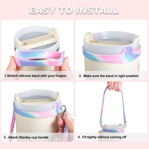Carrier with Strap for Stanley Cup Accessories, Cute Adjustable Water Bottle Carrying Straps with Wallet for Stanley 40 30 20 OZ Tumbler, Holder for Women Men Boys Girls