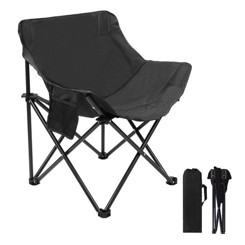Portable Folding Chair for Sauna, Fast Folding Chair with Carry Bag and Side Pocket Chairs for Adults, Carry Chair for Camping, Tailgates, Beach, and Sports(Black)