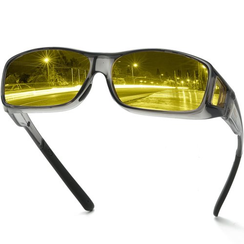 DUCO Wraparound Fitover Glasses 8953 Polarized Wear Over Night Vision Sunglasses for Men Women 8953Y-4