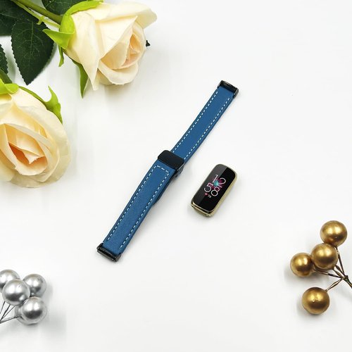 Lzwldan Leather Watch Band Compatible with Fitbit Luxe Band,Soft Genuine Leather with Magnetic Buckle Replacement Wristband for Fitbit Luxe Fitness Smart Watch for Women Men