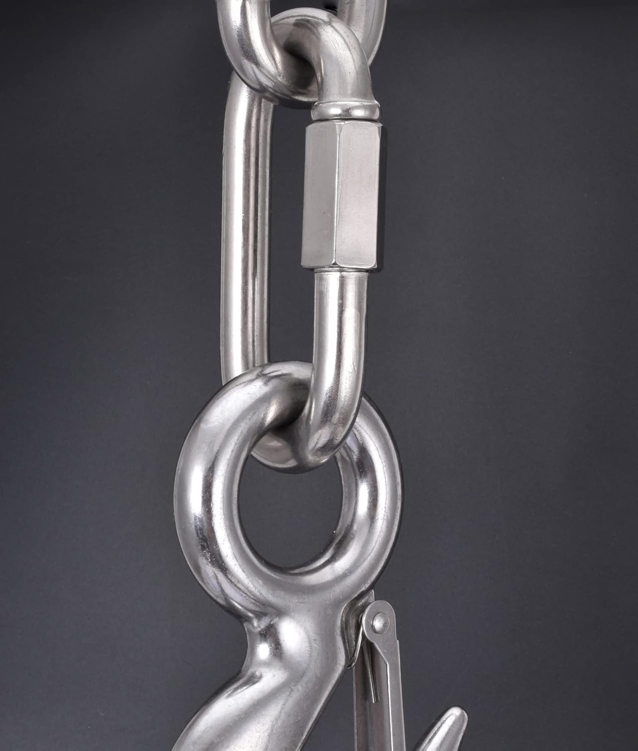 Alele D-Shape Locking Carabiner M4 Stainless Steel Quick Link Chain Connector Keychain Ring Buckle 10 Pack