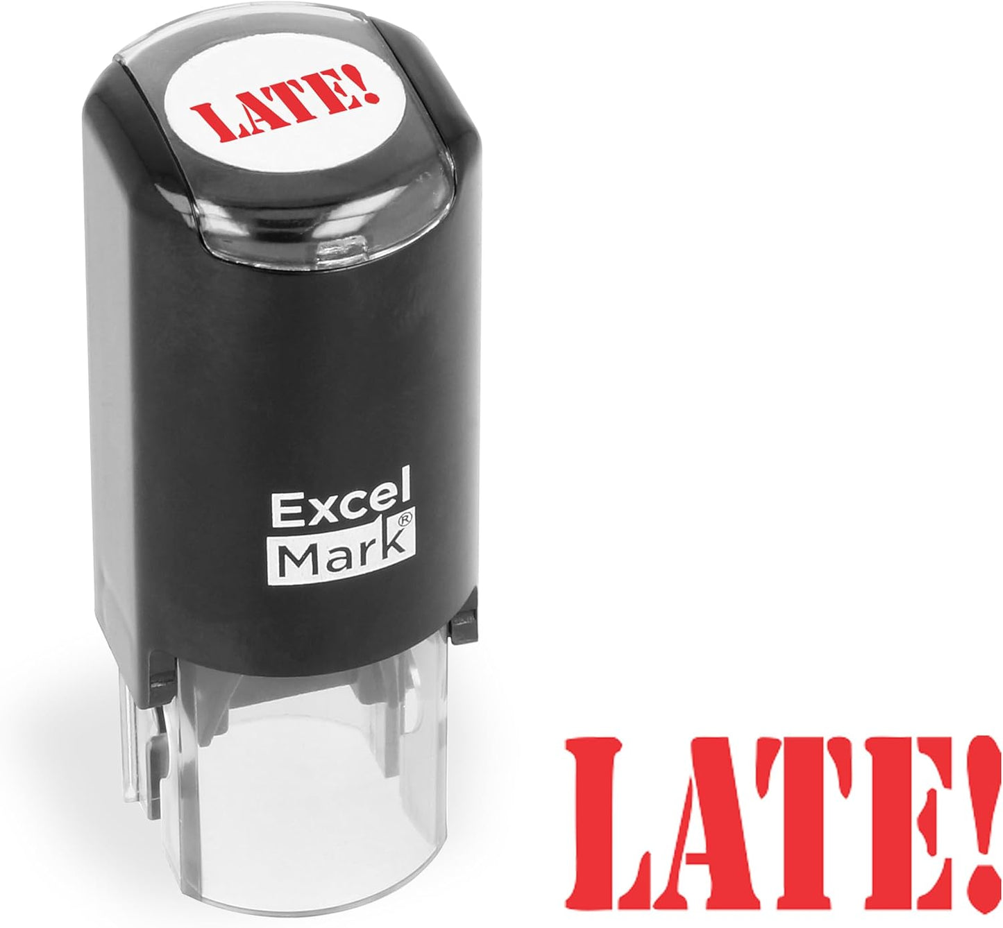 ExcelMark Round Teacher Stamp - Solid Star - RED Ink