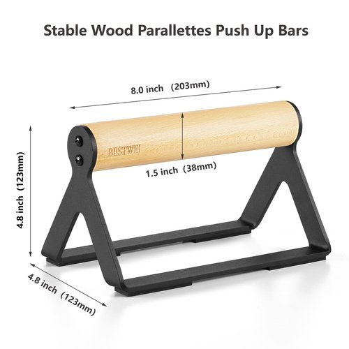 BESTWEI Wood Calisthenics Parallettes Bars Push Up Bar for Men 1 Pair, Sturdy Floor Push-up Handstand Equipment for Home Workouts, Fitness