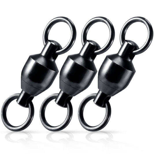 Alwonder 30-Pack Ball Bearing Swivels Fishing Tackle, High Strength Stainless Steel Solid Welded Rings Barrel Swivel Hook Line Connector with Black Nickel Coating Saltwater Freshwater #0