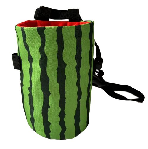 Chalk Bag for Rock Climbing - Bouldering Chalk Bucket with Quick-Clip Belt, Zipper Pocket and Brush Holder (Watermelon) (Watermelon)
