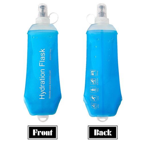 ZESION Soft Flask, TPU Collapsible Runner Water Bottle, for Hydration Flask/Running Vests-Running, Hiking, Cycling Folding Bottle (500 ml) - Blue