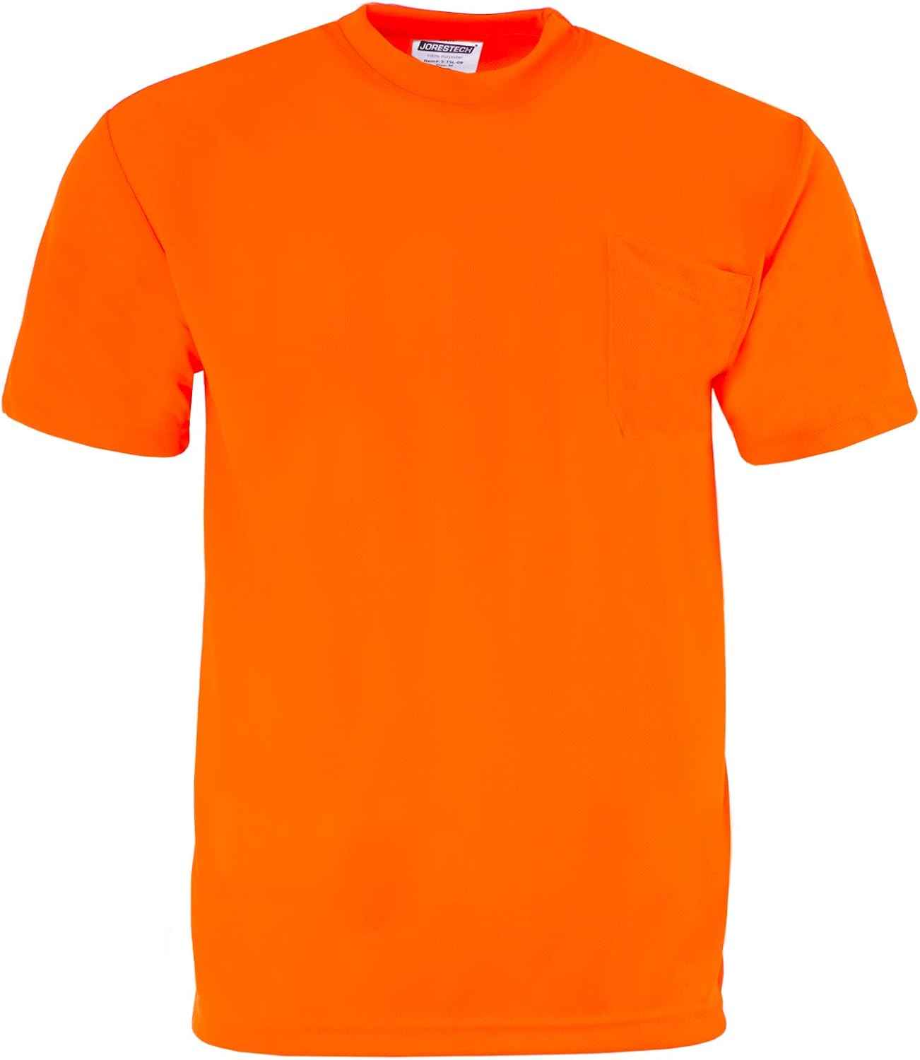 JORESTECH Safety High Visibility Orange or Yellow Short Sleeve Work T Shirt with Chest Pocket, Moisture Wicking Fabric