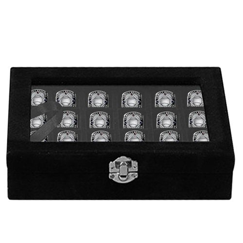 QoTang 24 Slots Championship Ring Display Case, Sports Baseball Ring Display Case Box Flannel Baseball Ring Holder for Multiple Rings Championship Ring Box for Ring Display Sports Fan Souvenirs