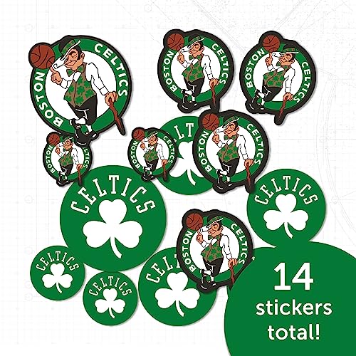 Boston Celtics Vinyl Sticker Sheet - 8.5 x 11 Inches, Team Fan Decal