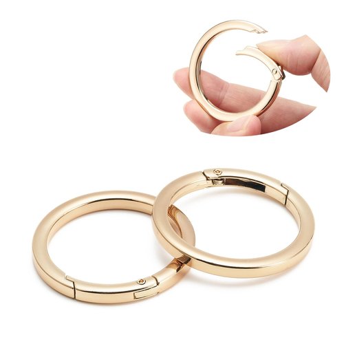 DEVPSISR 4pcs Flat Trigger Spring O Rings,Metal Keychain Ring Round Carabiner Clips for Keyrings Buckle, Bags,Purses(Gold,1 1/2 inch)