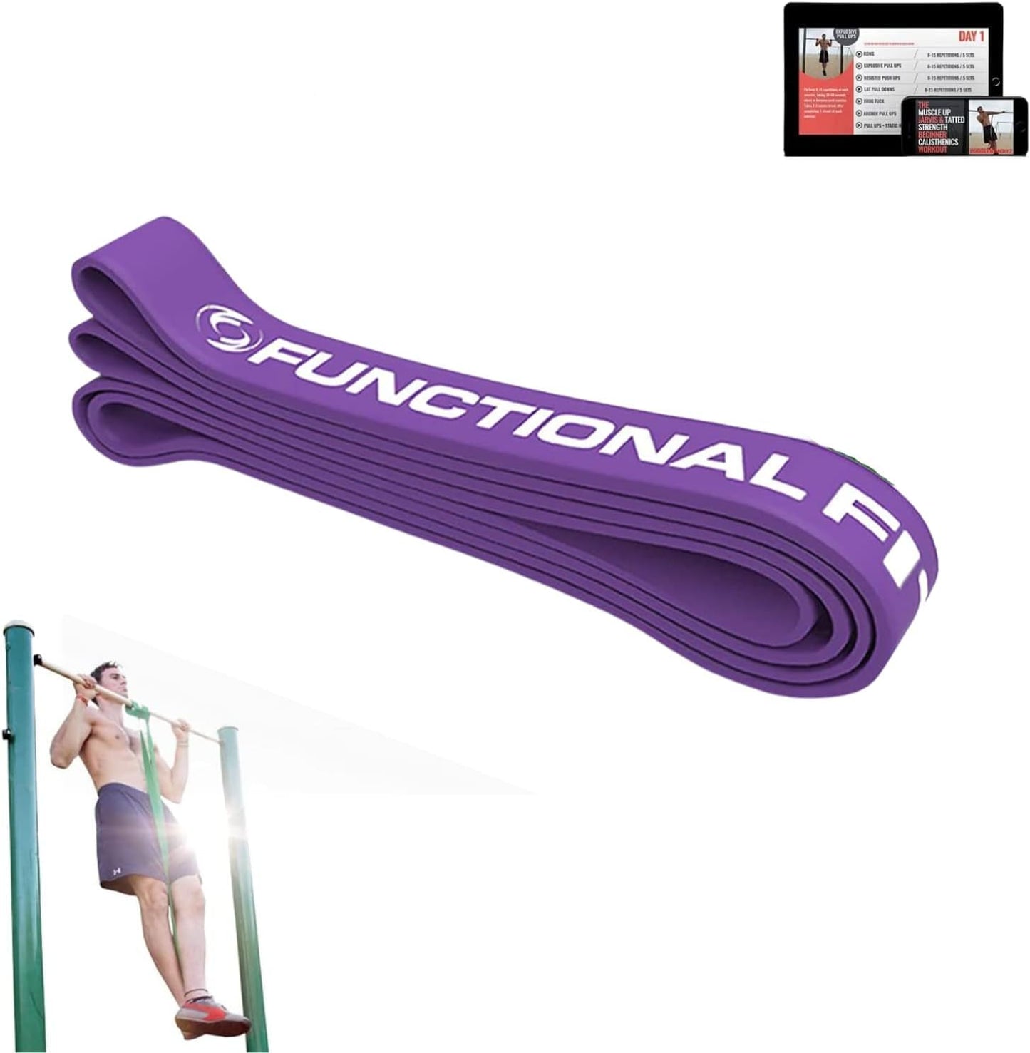 Functional Fitness Pull Up Assist Resistance Bands | Heavy Duty Exercise Bands for Powerlifting, Mobility, and Stretching | Travel Friendly Resistance Bands for Workout
