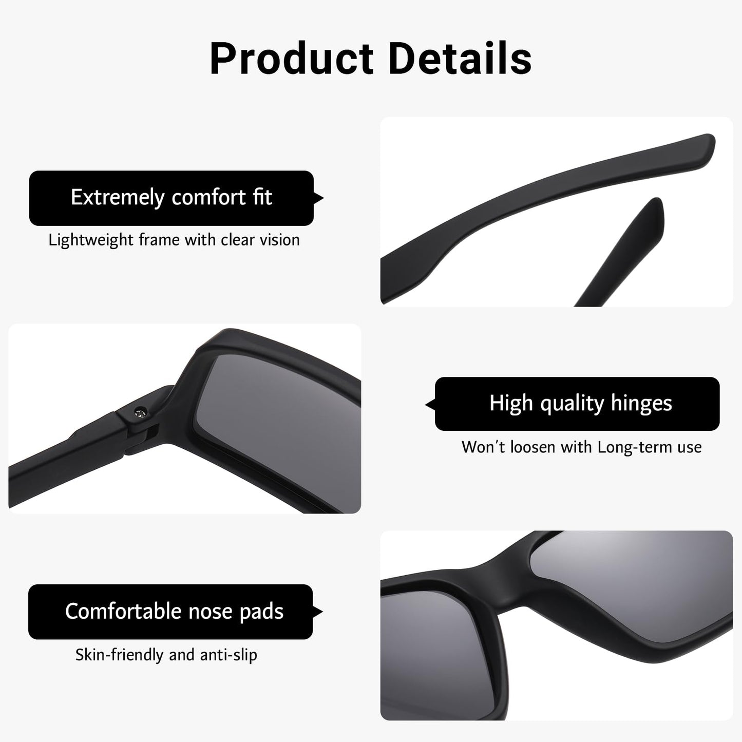 ANRRI Sports Sunglasses for Men Polarized Driving Sunglasses Lightweight Tr90 Frame for Cycling Fishing Running