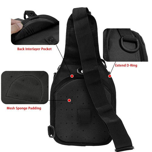 NuCamper Tactical Sling Bag Pack Military Rover Shoulder Backpack Molle Assault Range Bags Men's Chest Pack for Hiking,Travel (Black)
