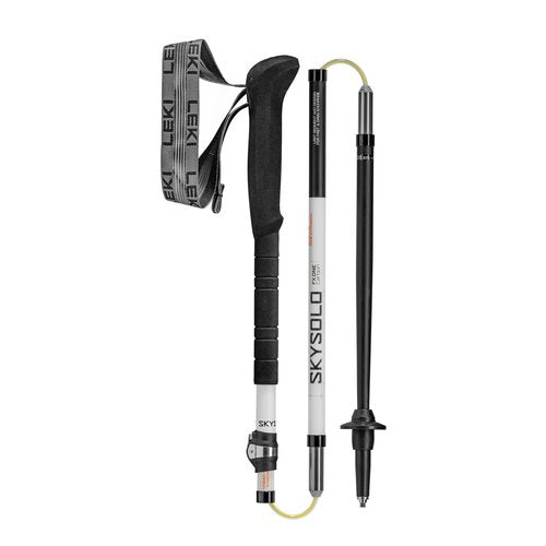 LEKI Skysolo FX.One Carbon Collapsible Lightweight Walking Poles for Thru-Hiking, Fast-Packing, & Mountaineering - White-Black-Orange - 125 cm